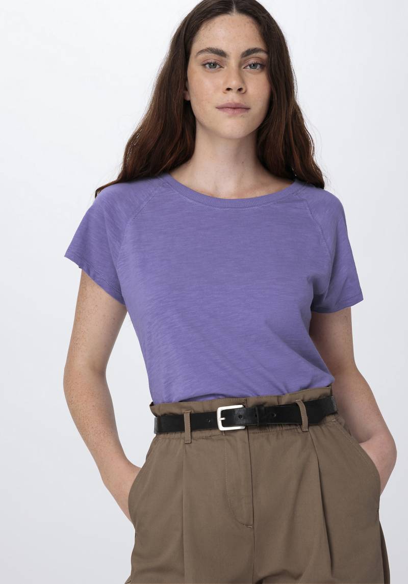 hessnatur Damen Slub Shirt Regular aus Bio-Baumwolle - lila Grösse46 von hessnatur