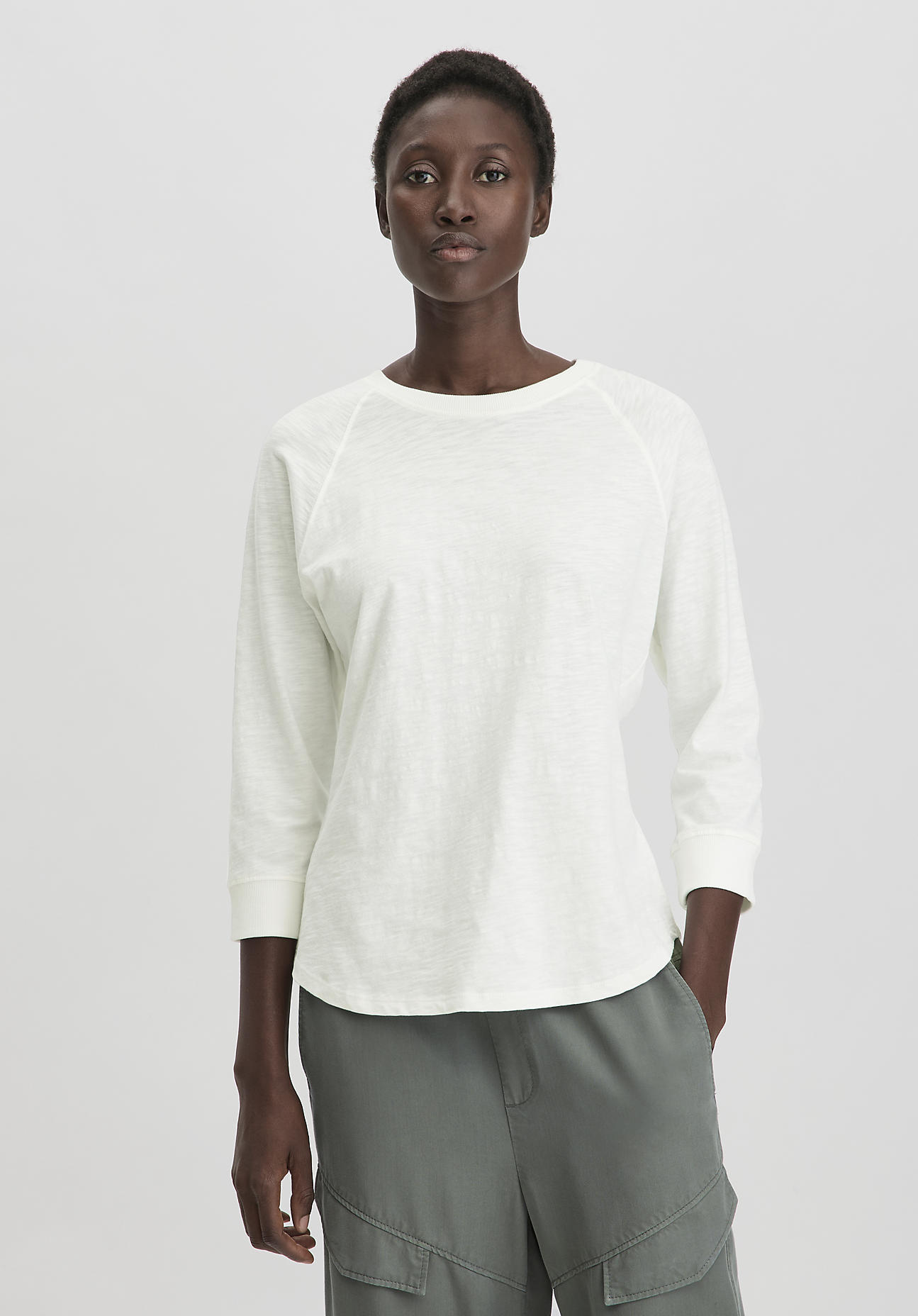 hessnatur Damen Slub Shirt Relaxed aus Bio-Baumwolle - weiß Grösse38 von hessnatur