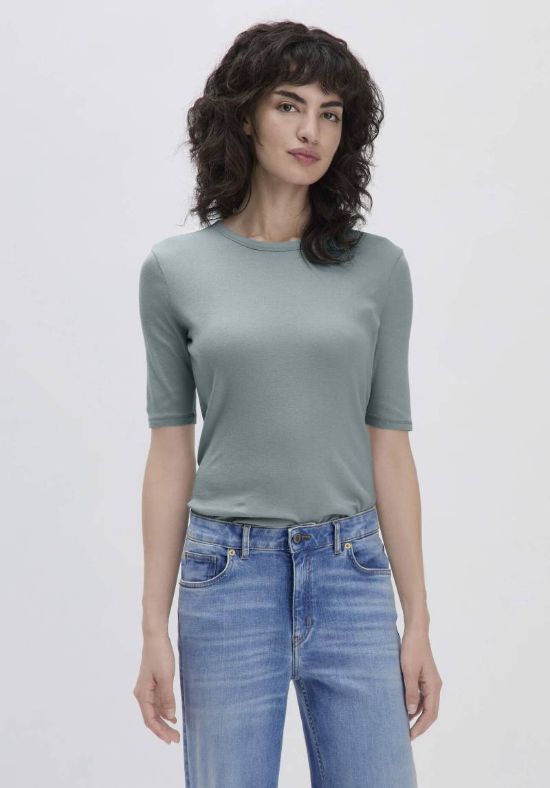 hessnatur Damen Softrib Shirt Fitted aus Bio-Baumwolle und TENCEL™ Modal - grün Grösse42 von hessnatur