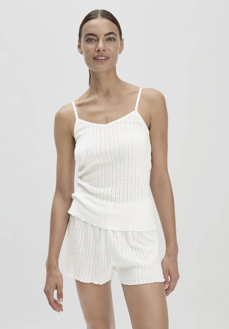hessnatur Damen Spaghetti Top Fitted PURE POINTELLE aus Bio-Baumwolle - weiß Grösse44 von hessnatur