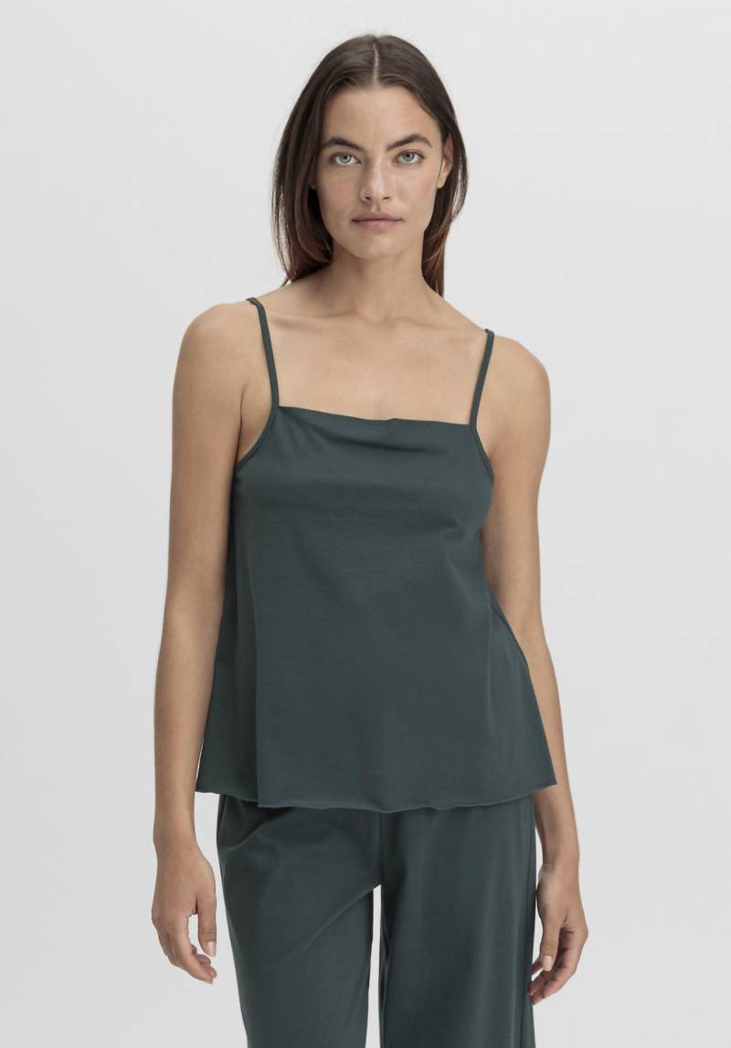 hessnatur Damen Spaghetti Top Fitted PURE COTTON aus Bio-Baumwolle - grün Grösse42 von hessnatur