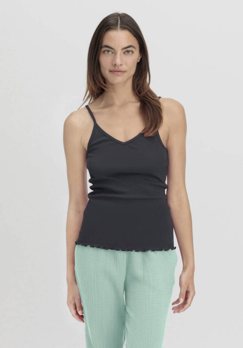hessnatur Damen Spaghetti-Top V-Neck Fitted 2er-Set PURE NATURE aus Bio-Baumwolle - schwarz Grösse42 von hessnatur