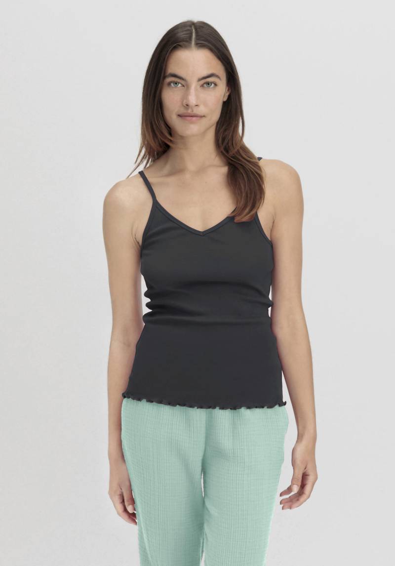 hessnatur Damen Spaghetti-Top V-Neck Fitted 2er-Set PURE NATURE aus Bio-Baumwolle - schwarz Grösse48 von hessnatur