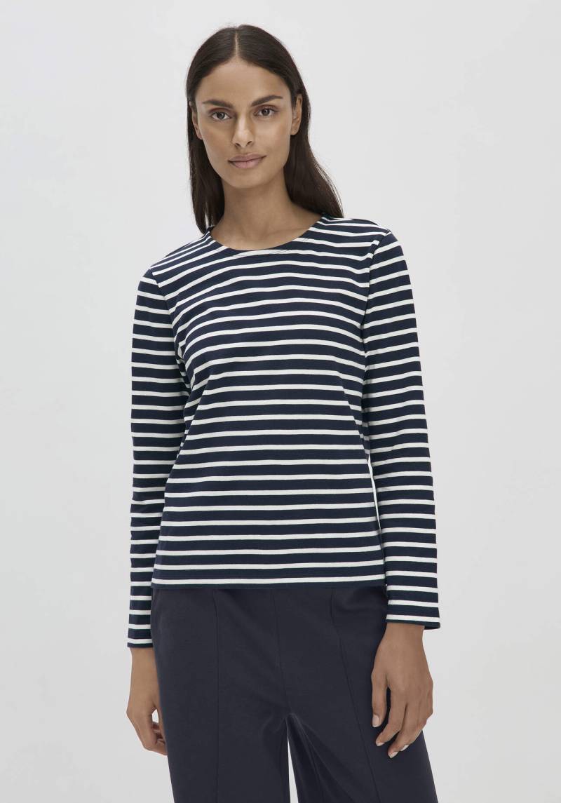 hessnatur Damen Streifen Heavy Jersey Slub Longsleeve Relaxed aus Bio-Baumwolle - blau Grösse40 von hessnatur