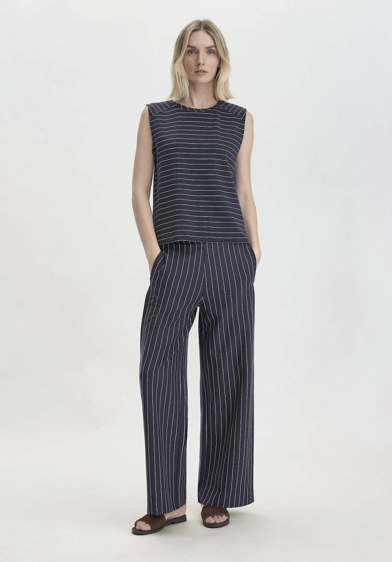 hessnatur Damen Streifen Jersey Hose Wide Leg Relaxed aus Bio-Baumwolle - blau Grösse48 von hessnatur