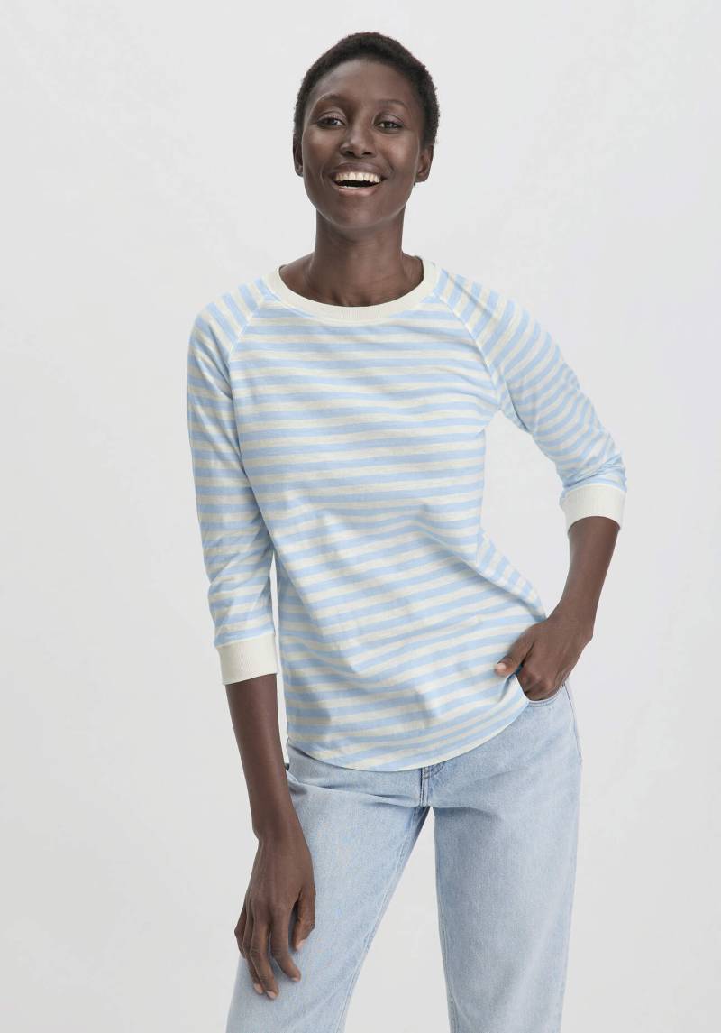 hessnatur Damen Streifen Jersey Slub Longsleeve Relaxed aus Bio-Baumwolle - blau Grösse40 von hessnatur