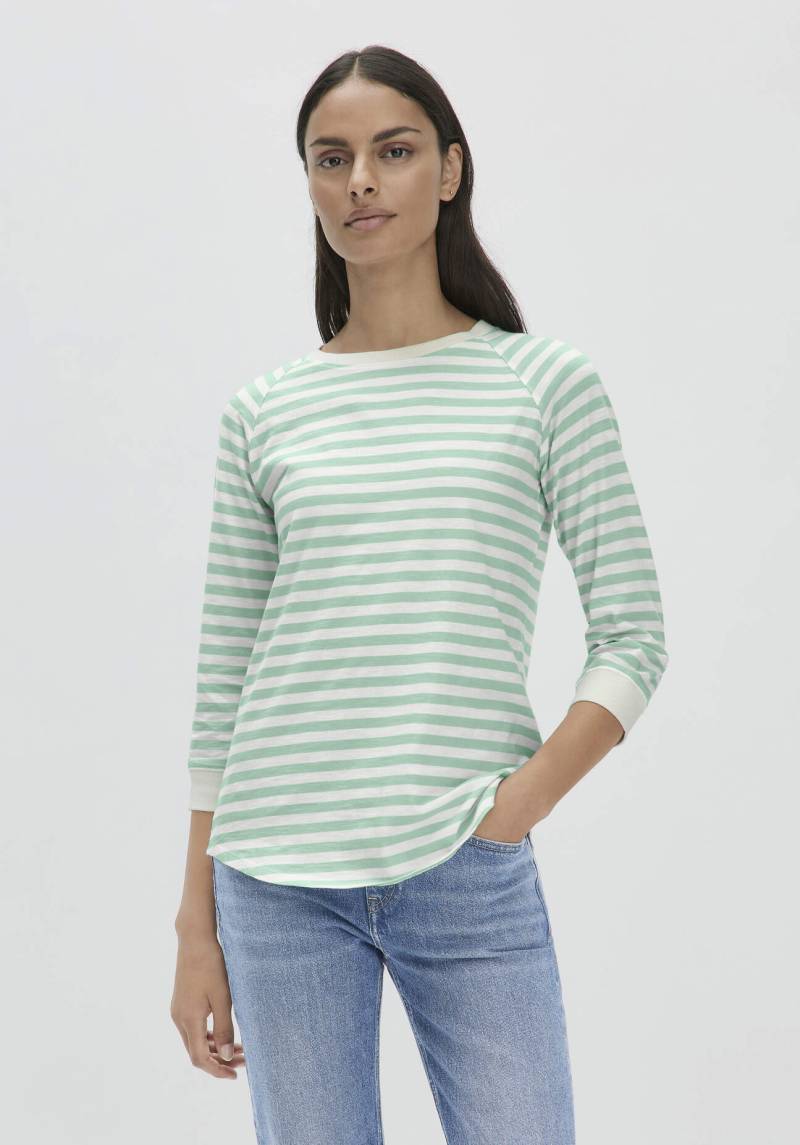 hessnatur Damen Streifen Jersey Slub Longsleeve Relaxed aus Bio-Baumwolle - grün Grösse44 von hessnatur