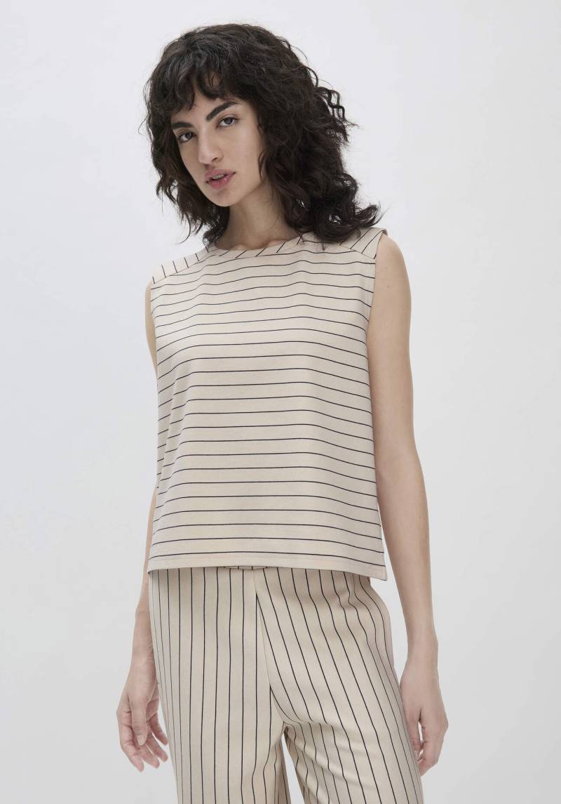 hessnatur Damen Streifen Jersey Top Relaxed aus weicher Bio-Baumwolle - naturfarben Grösse46 von hessnatur