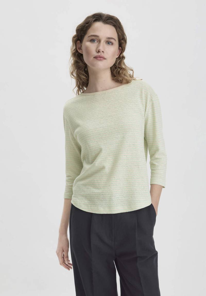 hessnatur Damen Streifen Longsleeve Relaxed aus Leinen und Bio-Baumwolle - beige Grösse40 von hessnatur