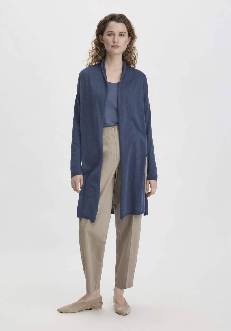 hessnatur Damen Strick Jacke Oversized aus TENCEL™ Lyocell mit Bio-Baumwolle - blau GrösseXS von hessnatur