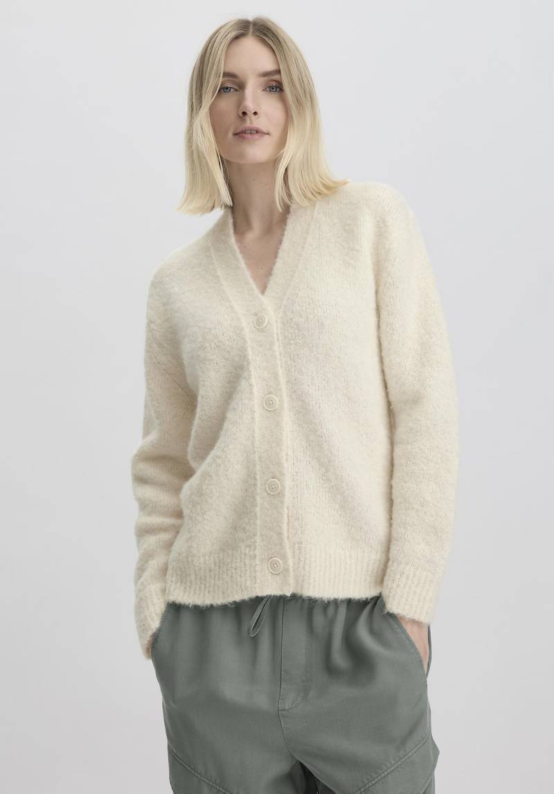 hessnatur Damen Strick Jacke Relaxed aus Alpaka mit Bio-Baumwolle - weiß GrösseM von hessnatur