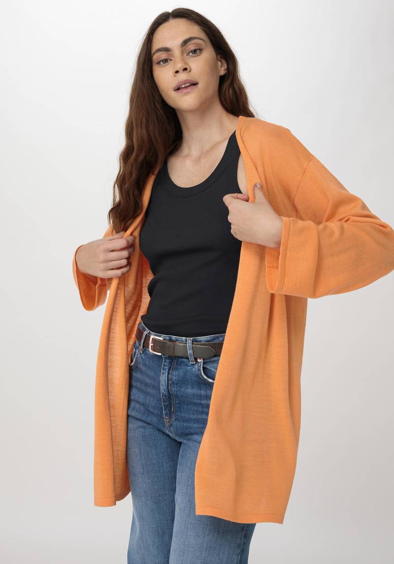 hessnatur Damen Strickjacke Oversize aus Bio-Merinowolle - orange GrösseM von hessnatur