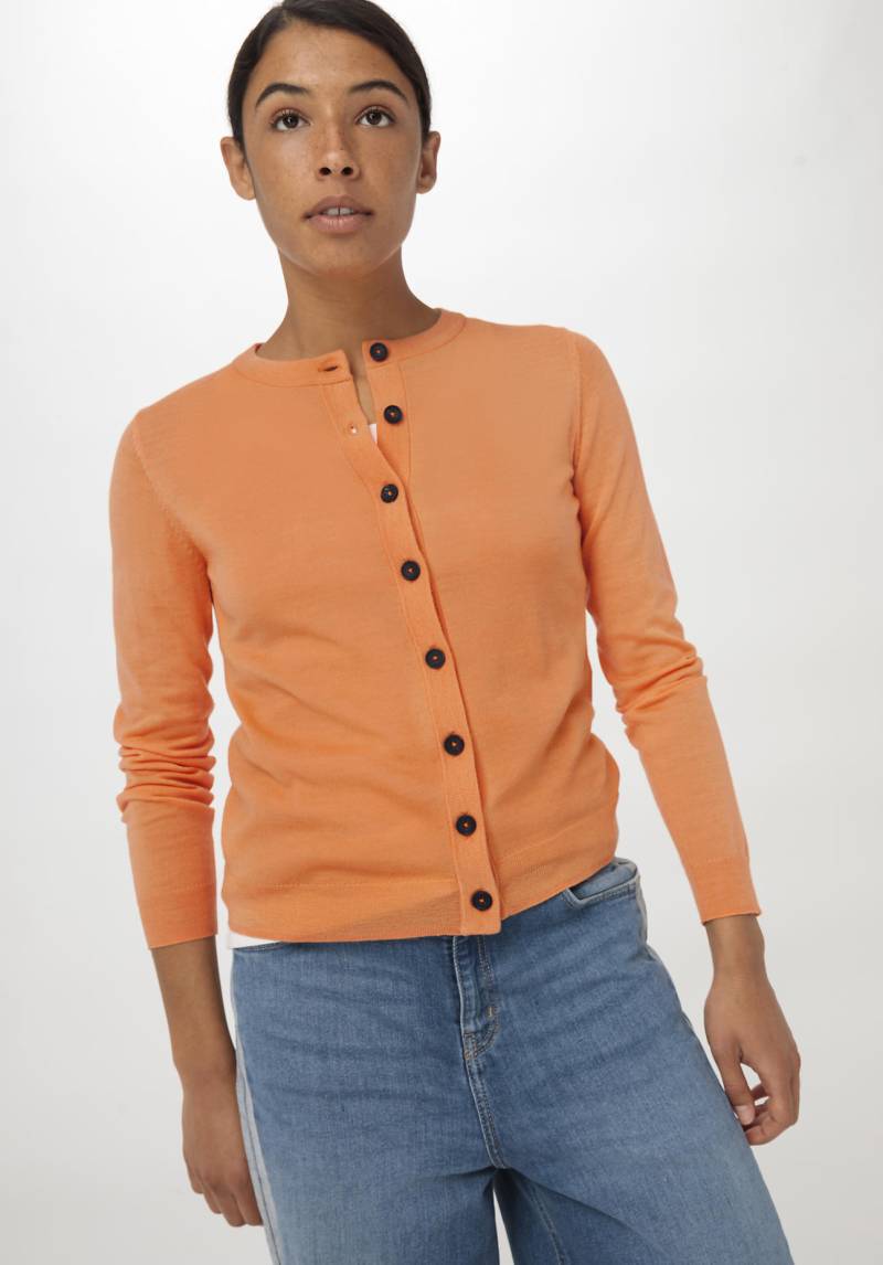 hessnatur Damen Strickjacke Regular aus Bio-Merinowolle - orange Grösse48 von hessnatur