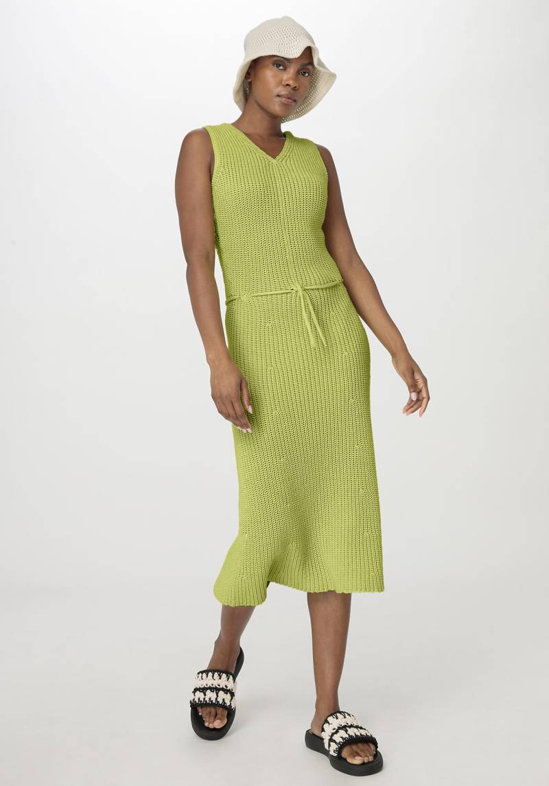 hessnatur Damen Strickkleid Midi Slim aus Bio-Baumwolle - grün GrösseL von hessnatur