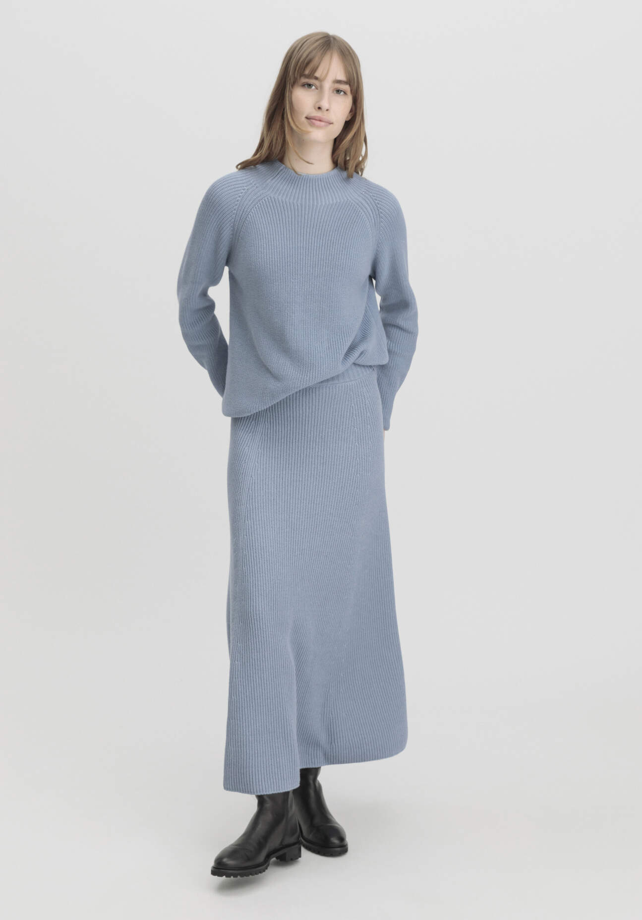 hessnatur Damen Strickrock Midi Regular aus Bio-Baumwolle - blau Grösse44 hessnatur Damen Strickrock Midi Regular aus Bio-Baumwolle - blau Grösse44 von hessnatur