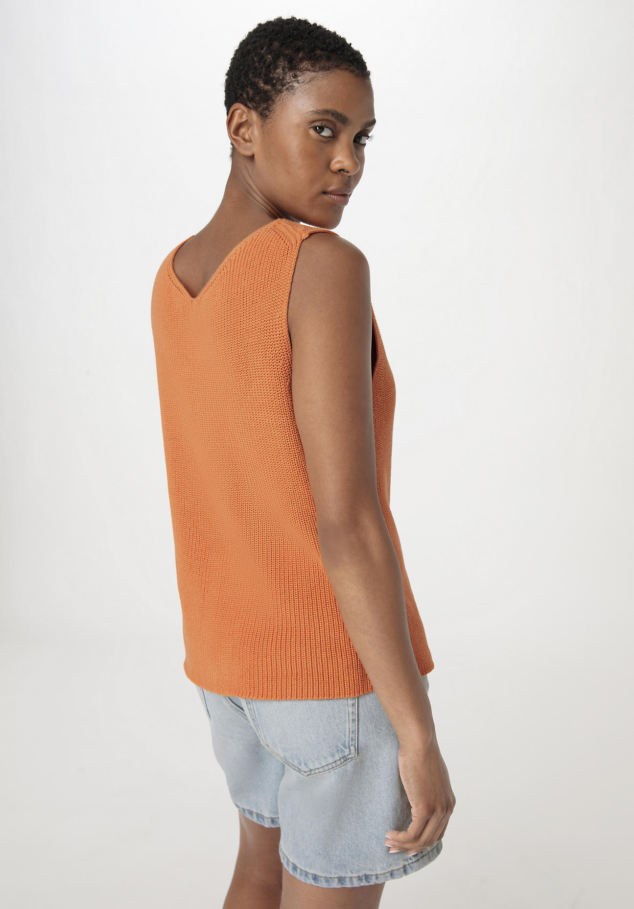 hessnatur Damen Stricktop Regular aus Bio-Baumwolle - orange Grösse34 von hessnatur