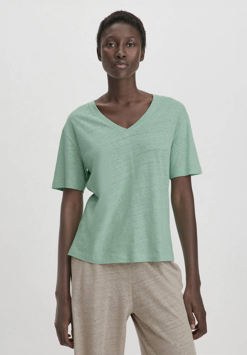 hessnatur Damen T-Shirt Oversize aus Leinen mit Bio-Baumwolle - grün Grösse42 von hessnatur