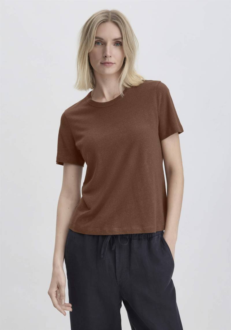 hessnatur Damen T-Shirt Relaxed aus Leinen und Bio-Baumwolle - braun Grösse48 von hessnatur