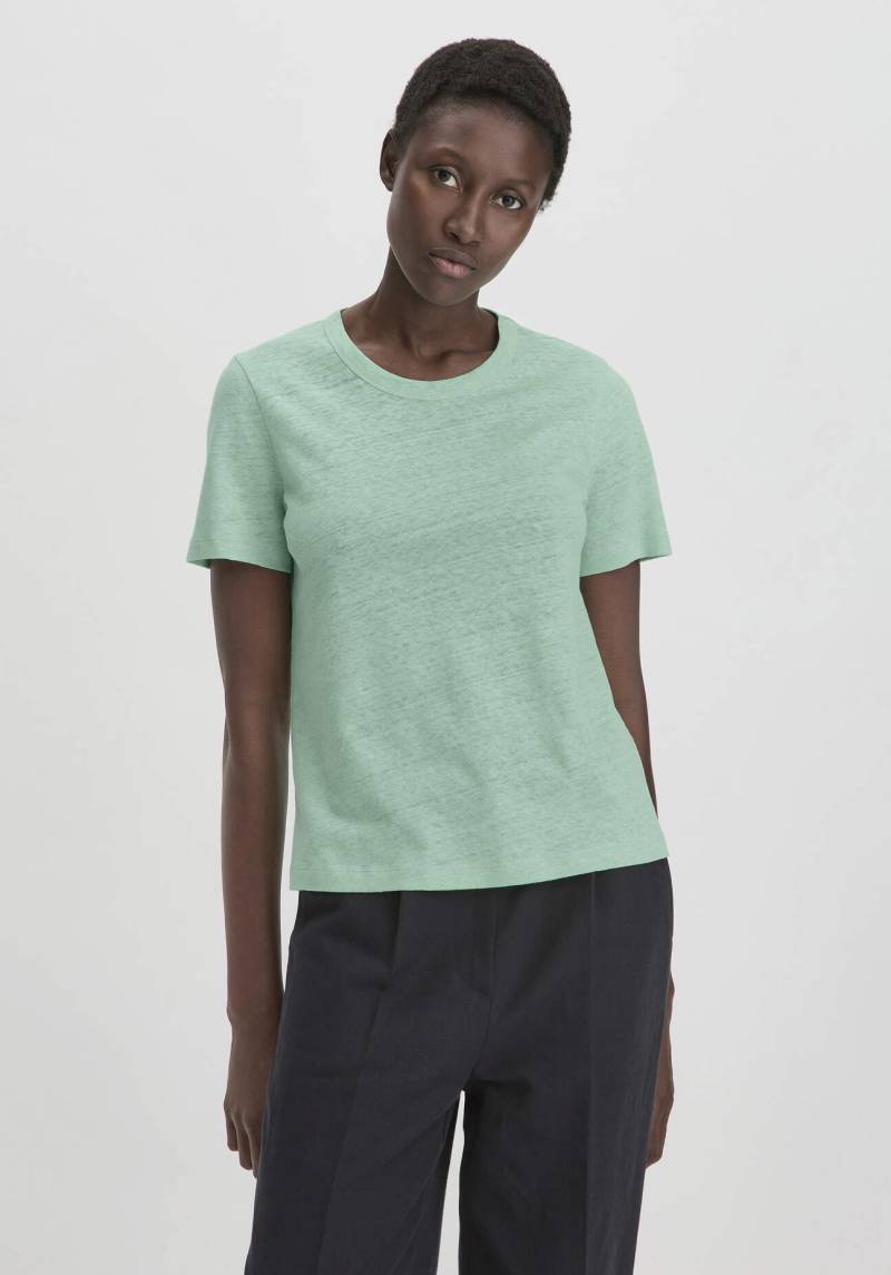 hessnatur Damen T-Shirt Relaxed aus Leinen und Bio-Baumwolle - grün Grösse38 von hessnatur