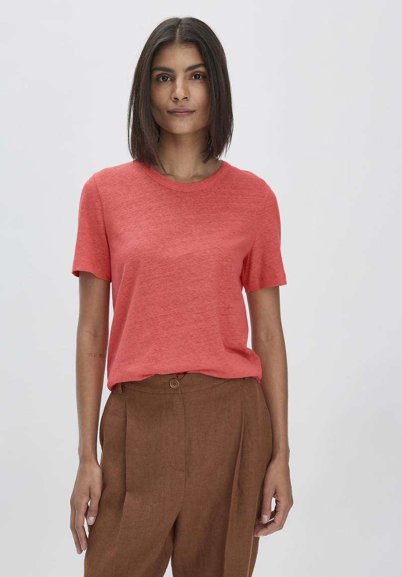 hessnatur Damen T-Shirt Relaxed aus Leinen und Bio-Baumwolle - rot Grösse48 von hessnatur