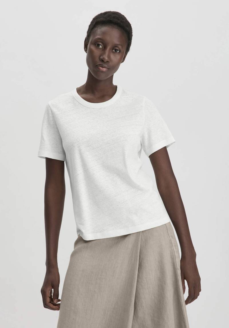 hessnatur Damen T-Shirt Relaxed aus Leinen und Bio-Baumwolle - weiß Grösse36 von hessnatur