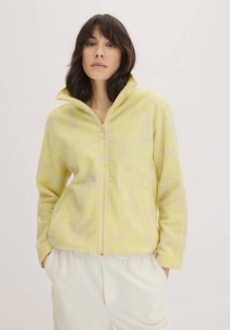 hessnatur Damen Wollfleece Jacke Relaxed aus Merinowolle mit reiner Bio-Baumwolle - gelb GrösseM von hessnatur