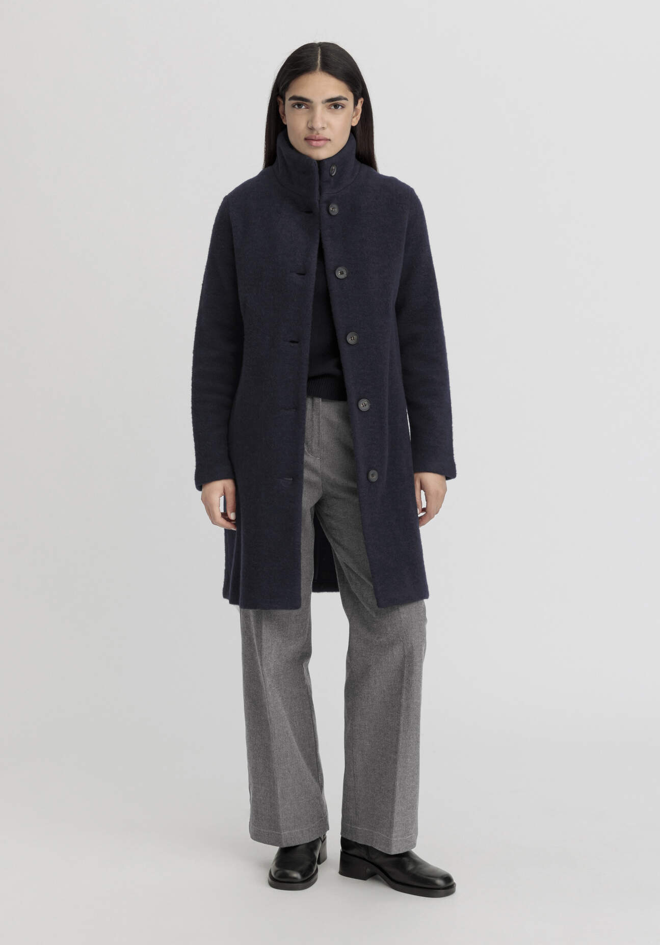 hessnatur Damen Wollfleece Mantel Regular aus Bio-Merinowolle - blau Grösse40 hessnatur Damen Wollfleece Mantel Regular aus Bio-Merinowolle - blau Grösse40 von hessnatur