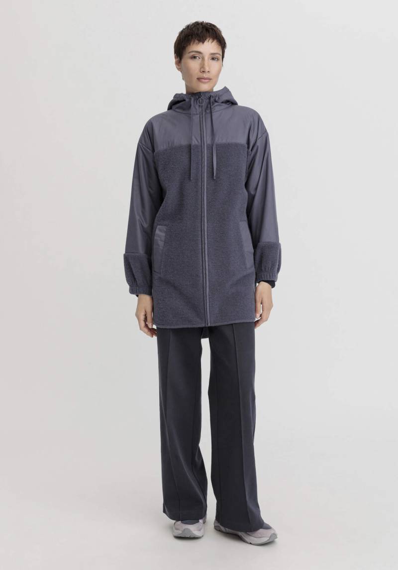 hessnatur Damen Wollfleece Mantel Relaxed aus Bio-Merinowolle mit Bio-Baumwolle - lila GrösseXS von hessnatur