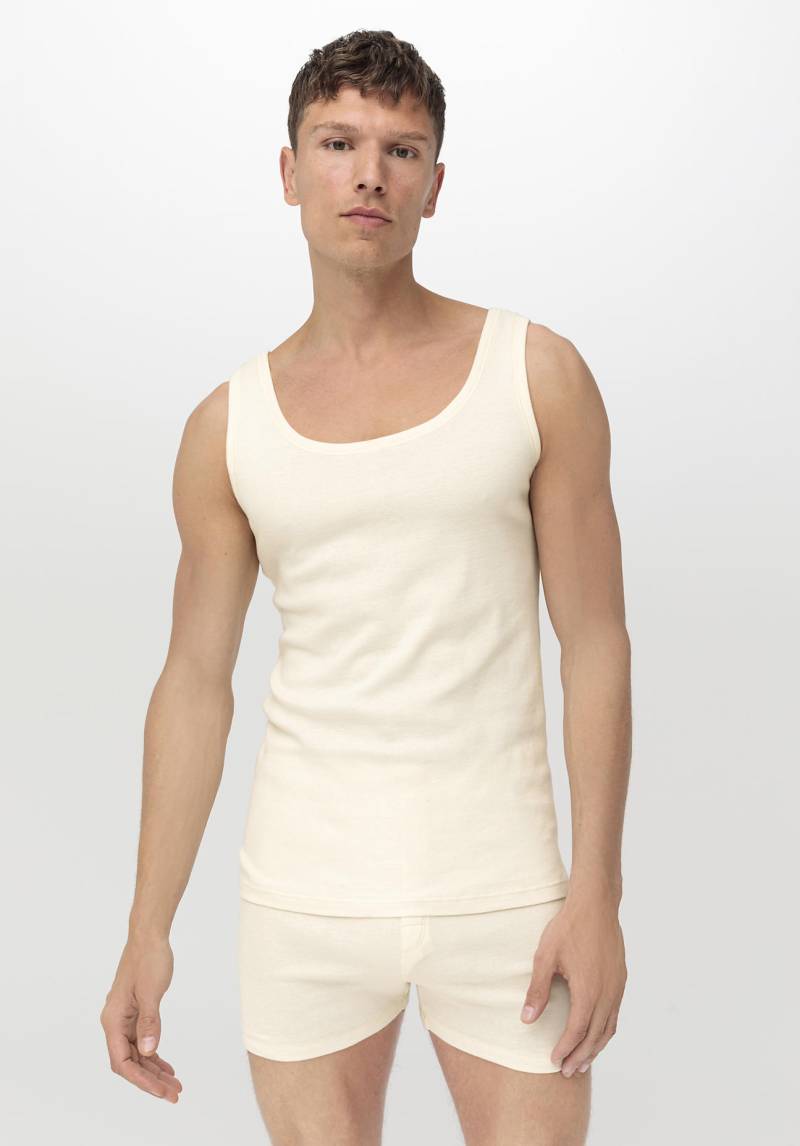 hessnatur Herren Athletic Shirt Fitted 2er Pack PURE NATURE aus Bio-Baumwolle - naturfarben Grösse5 = M von hessnatur