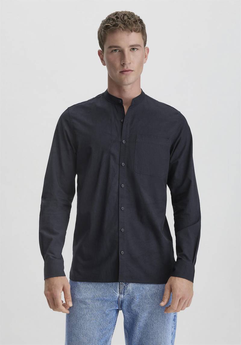 hessnatur Herren Chambray Hemd Regular aus Bio-Baumwolle mit Hanf und Yak - blau GrösseS (39/40) von hessnatur