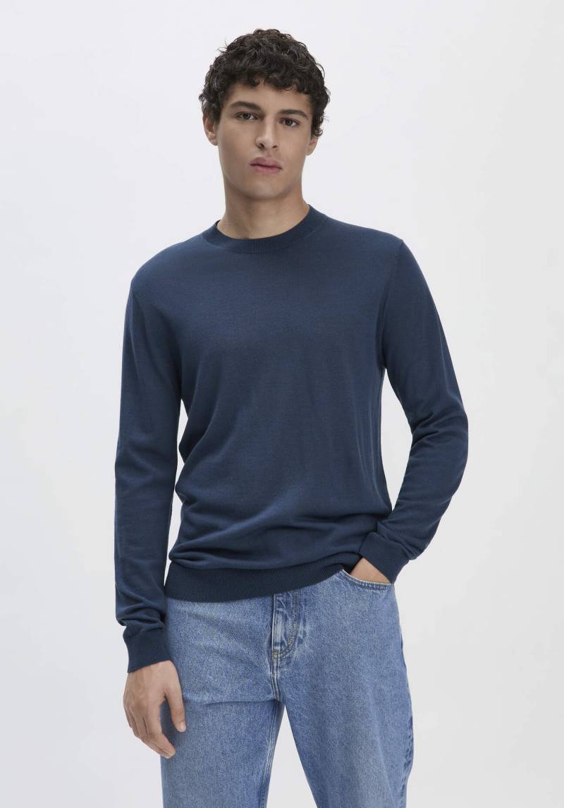 hessnatur Herren Pullover Regular aus Bio-Merinowolle - blau Grösse46 von hessnatur