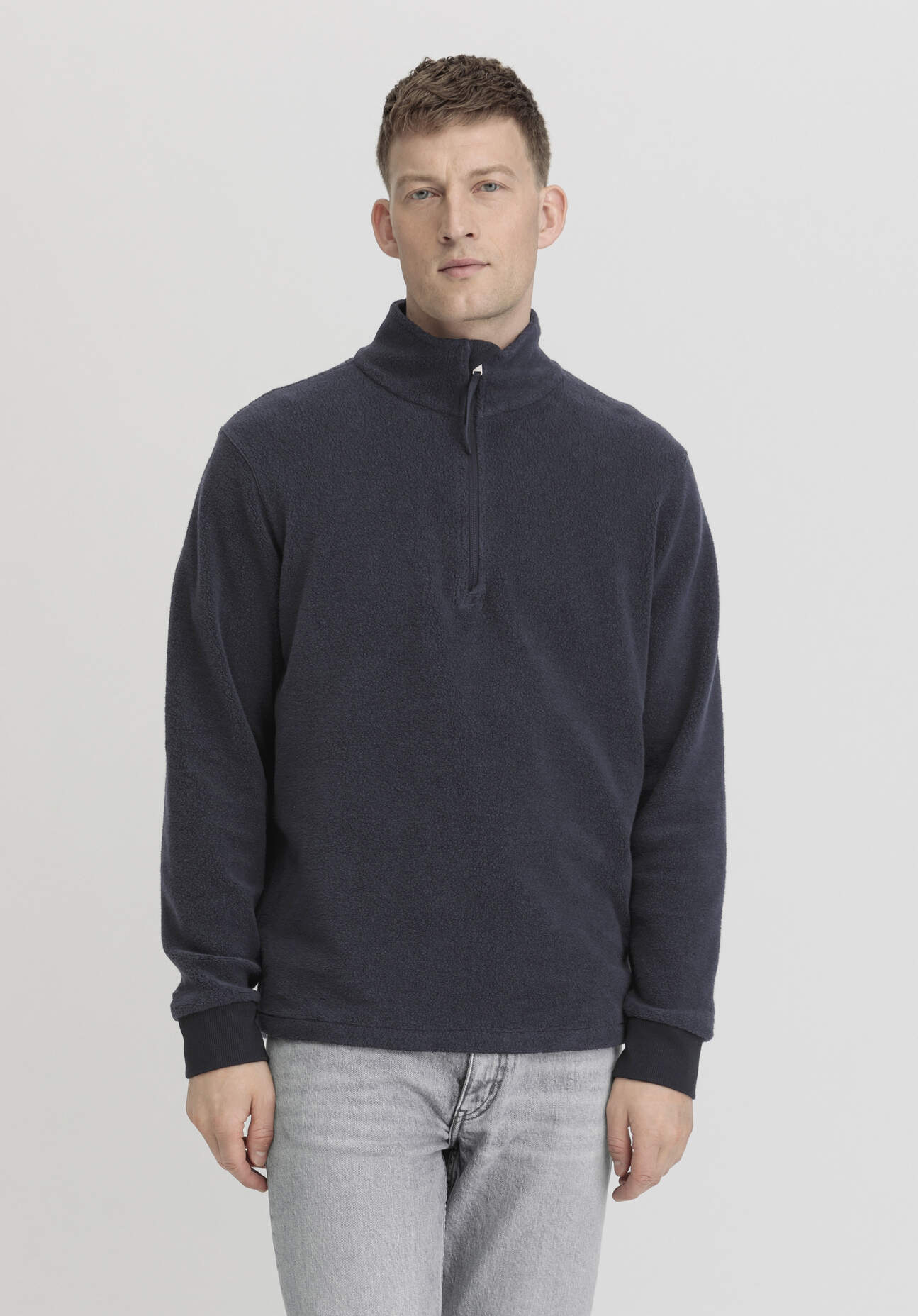 hessnatur Herren Fleece Troyer Relaxed aus Bio-Baumwolle - blau Grösse48 hessnatur Herren Fleece Troyer Relaxed aus Bio-Baumwolle - blau Grösse48 von hessnatur