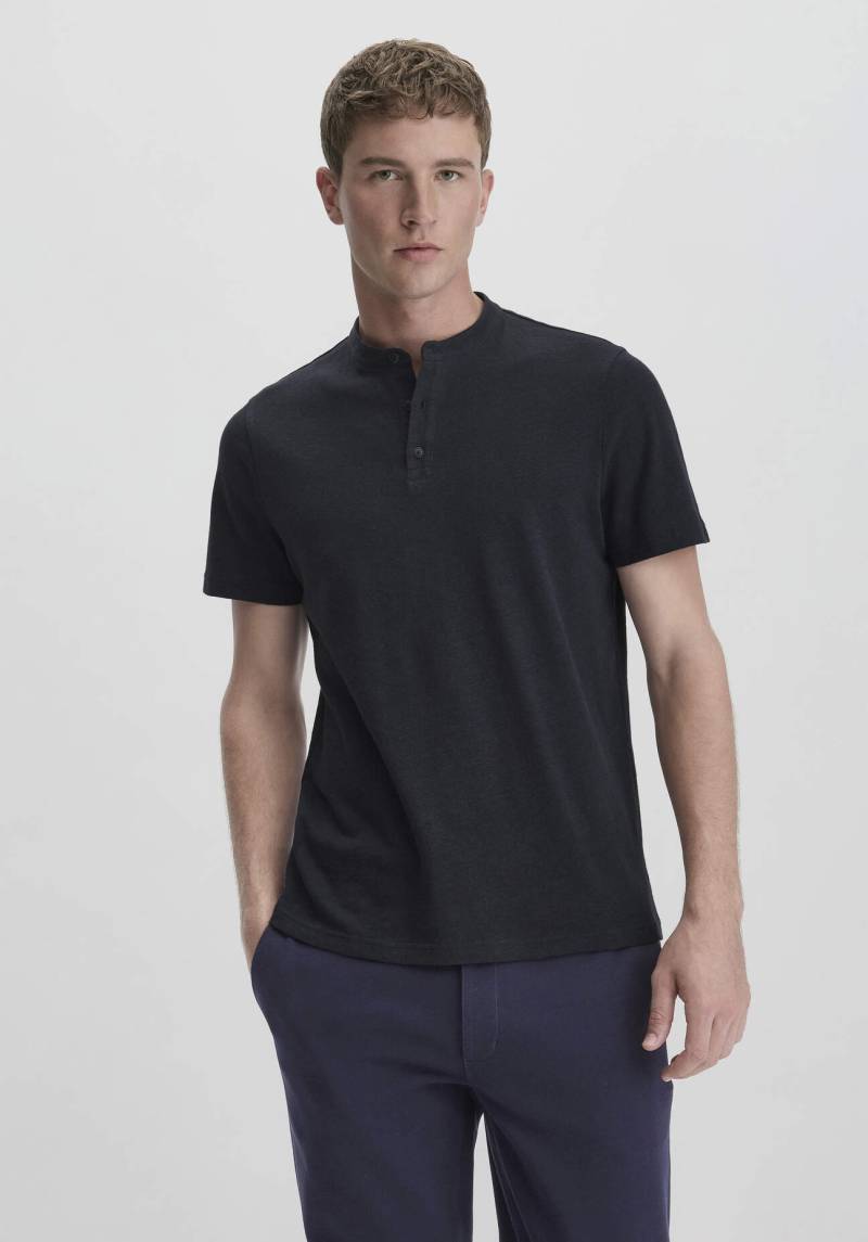 hessnatur Herren Henley Shirt Regular aus Leinen und Bio-Baumwolle - blau Grösse54 von hessnatur