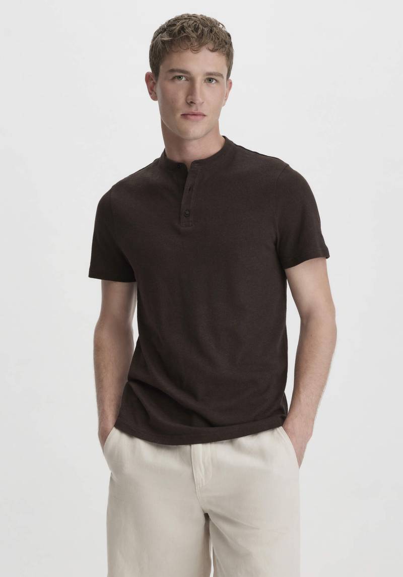 hessnatur Herren Henley Shirt Regular aus Leinen und Bio-Baumwolle - braun Grösse48 von hessnatur
