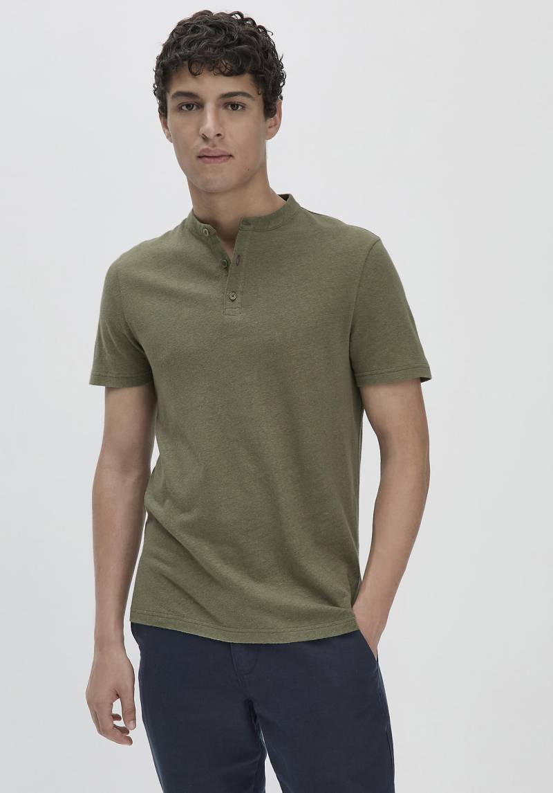 hessnatur Herren Henley Shirt Regular aus Leinen und Bio-Baumwolle - grün Grösse48 von hessnatur