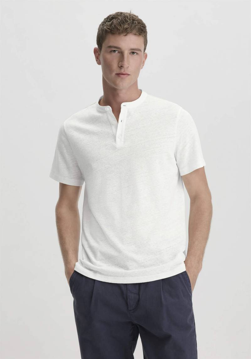 hessnatur Herren Henley Shirt Regular aus Leinen und Bio-Baumwolle - weiß Grösse48 von hessnatur