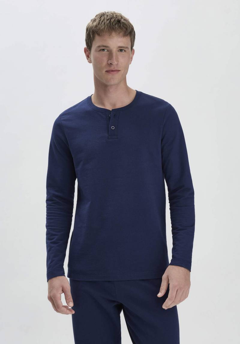 hessnatur Herren Loungeshirt Regular aus Bio-Baumwolle mit Kapok - blau Grösse54 von hessnatur