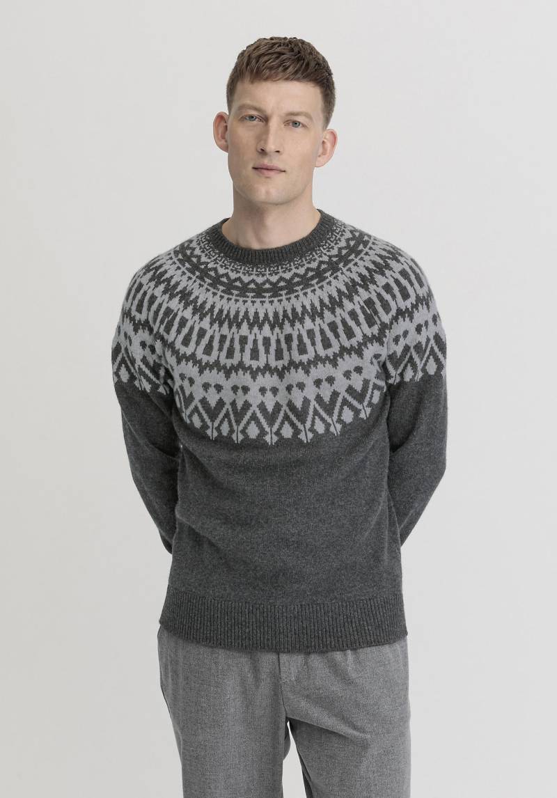 hessnatur Herren Norweger Pullover Regular aus Schurwolle und Yak-Wolle - grau Grösse54 von hessnatur