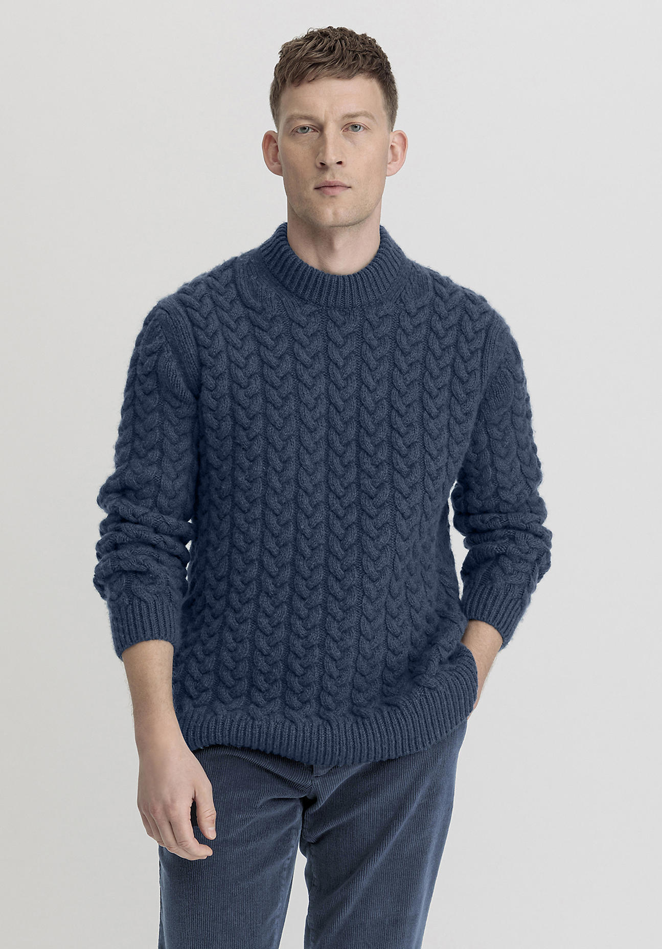 hessnatur Herren Zopf Pullover Regular aus Merinowolle - blau Grösse50 hessnatur Herren Zopf Pullover Regular aus Merinowolle - blau Grösse50 von hessnatur
