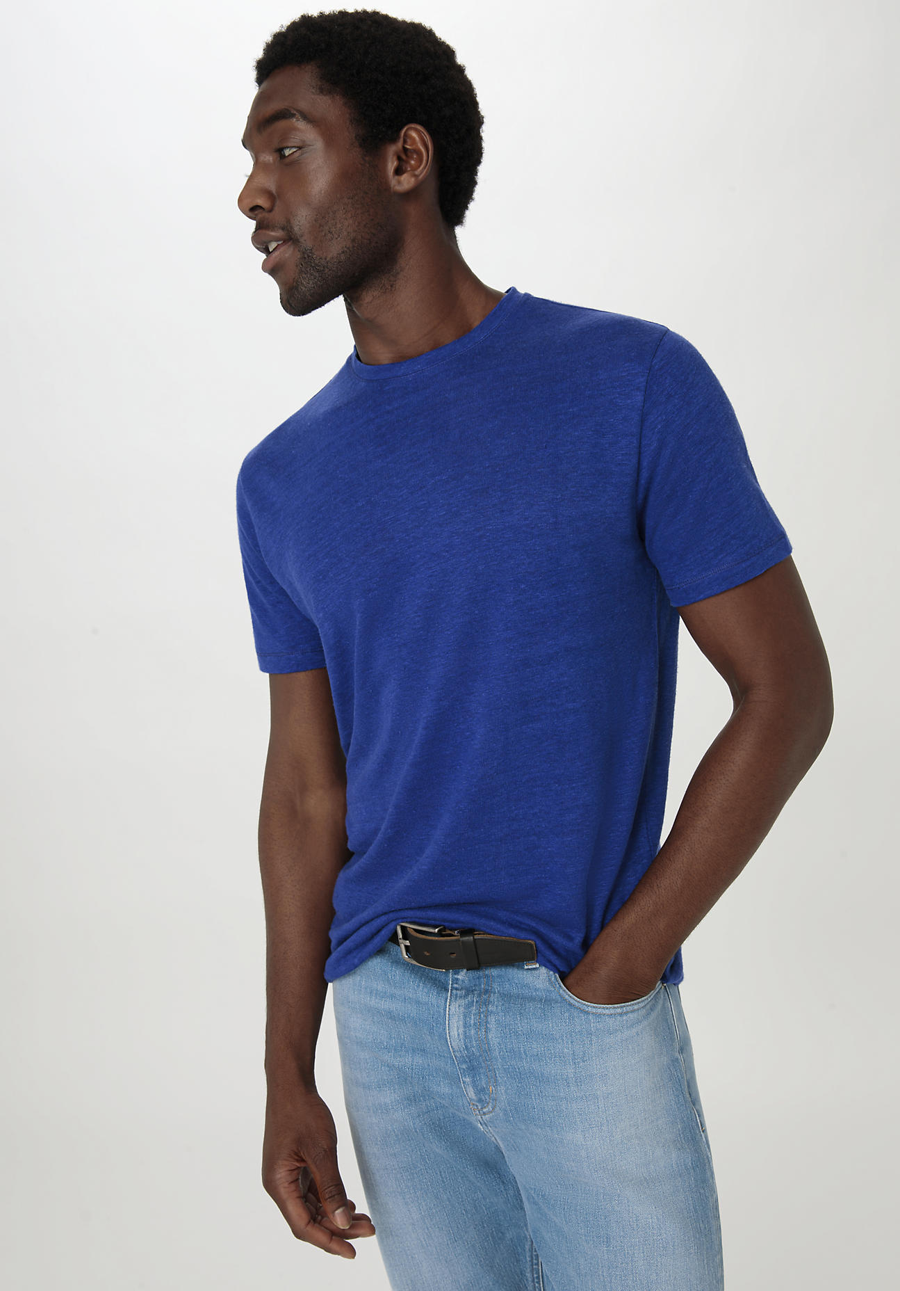 hessnatur Herren Shirt Regular aus Leinen - blau Grösse46 von hessnatur