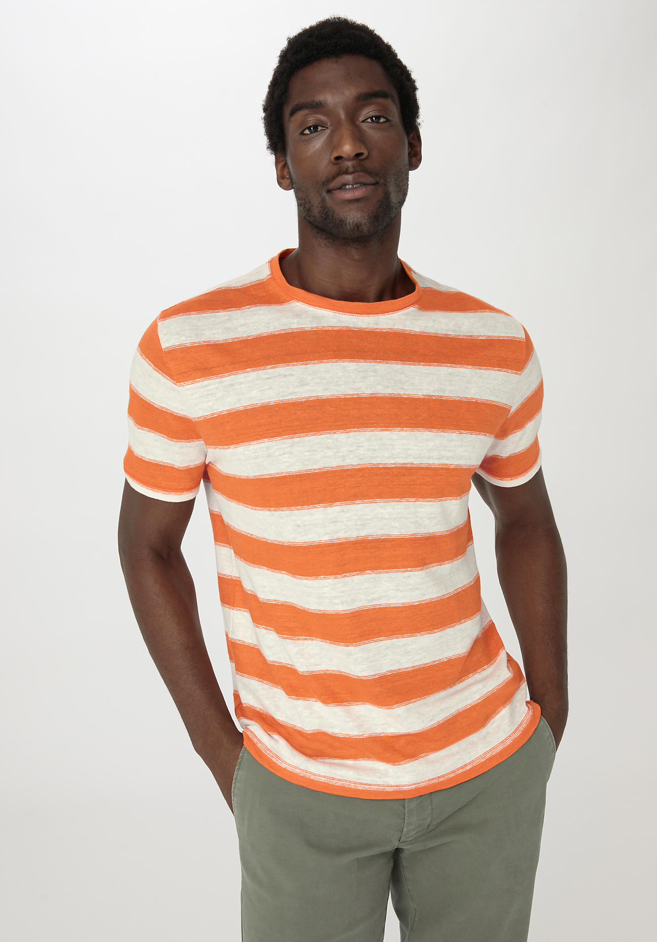 hessnatur Herren Shirt Regular aus Leinen - orange Grösse52 von hessnatur