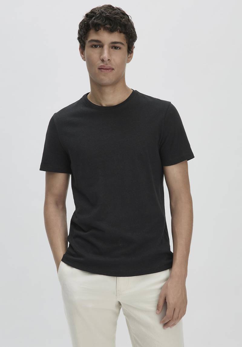 hessnatur Herren T-Shirt Regular aus Leinen und Bio-Baumwolle - schwarz Grösse54 von hessnatur