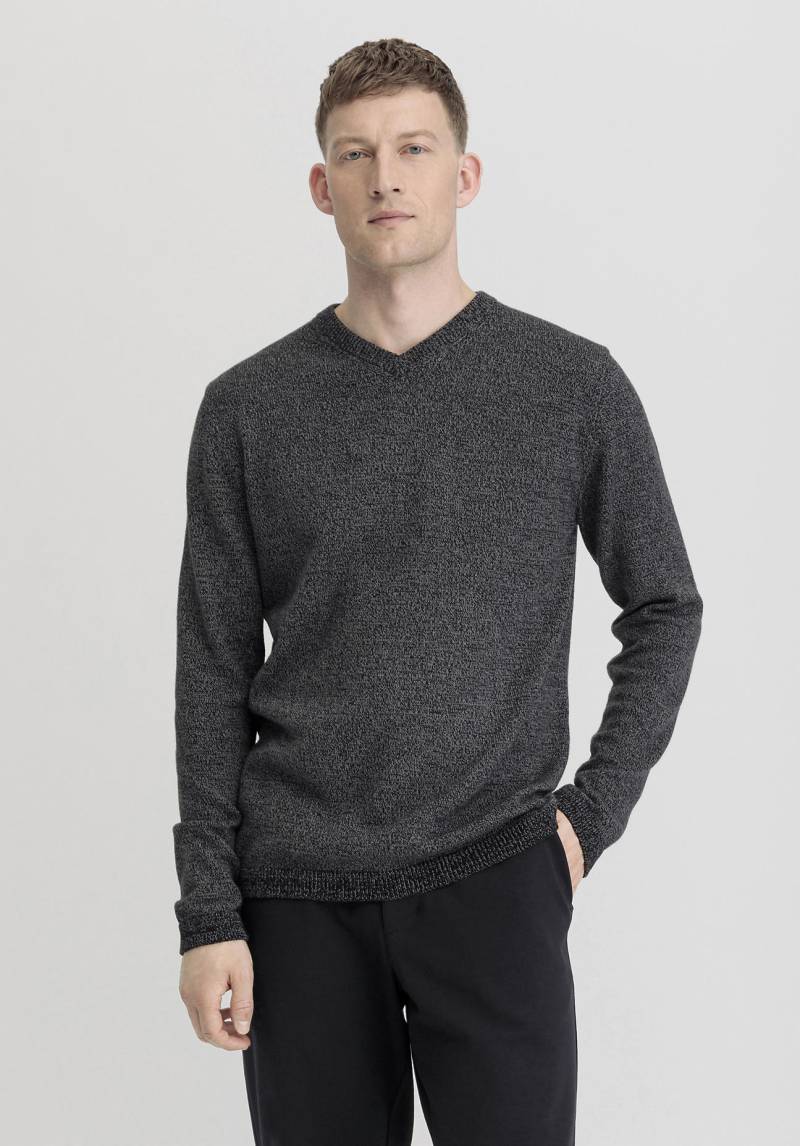 hessnatur Herren V-Pullover Regular aus Bio-Baumwolle mit Bio-Merinowolle - grau Grösse54 von hessnatur