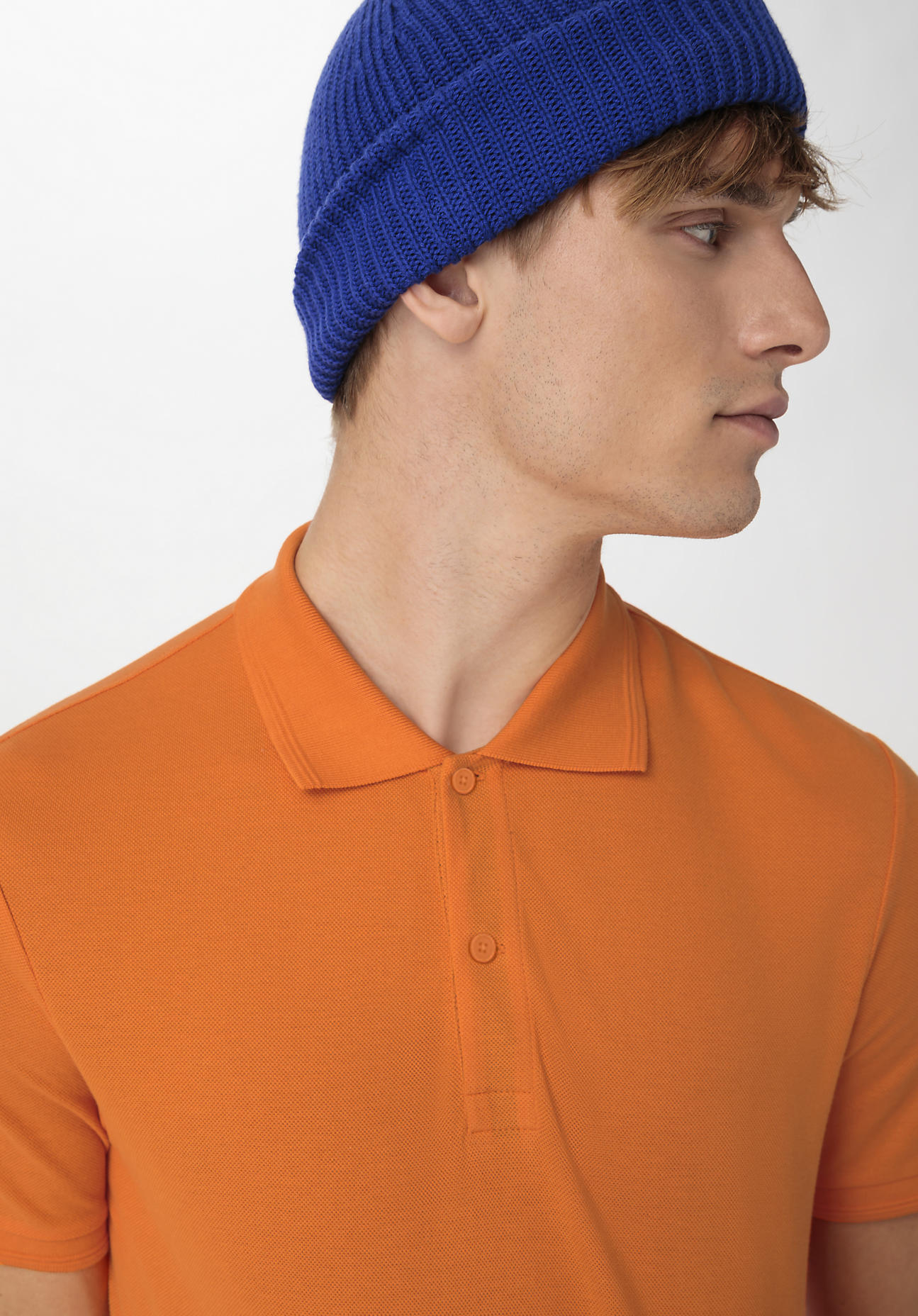hessnatur Herren Zwirn Polo Shirt Regular aus Bio-Baumwolle - orange Grösse48 von hessnatur