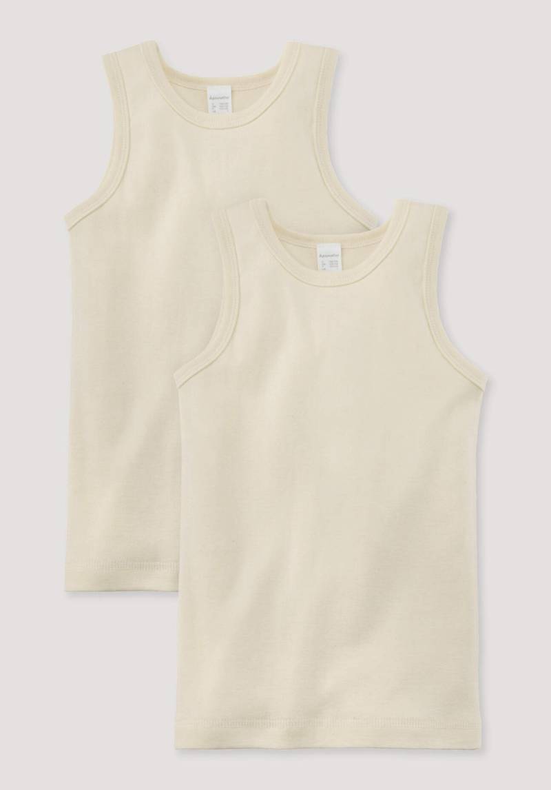 hessnatur Kinder Achselshirt Slim 2er-Set aus Bio-Baumwolle - naturfarben Grösse98/104 von hessnatur