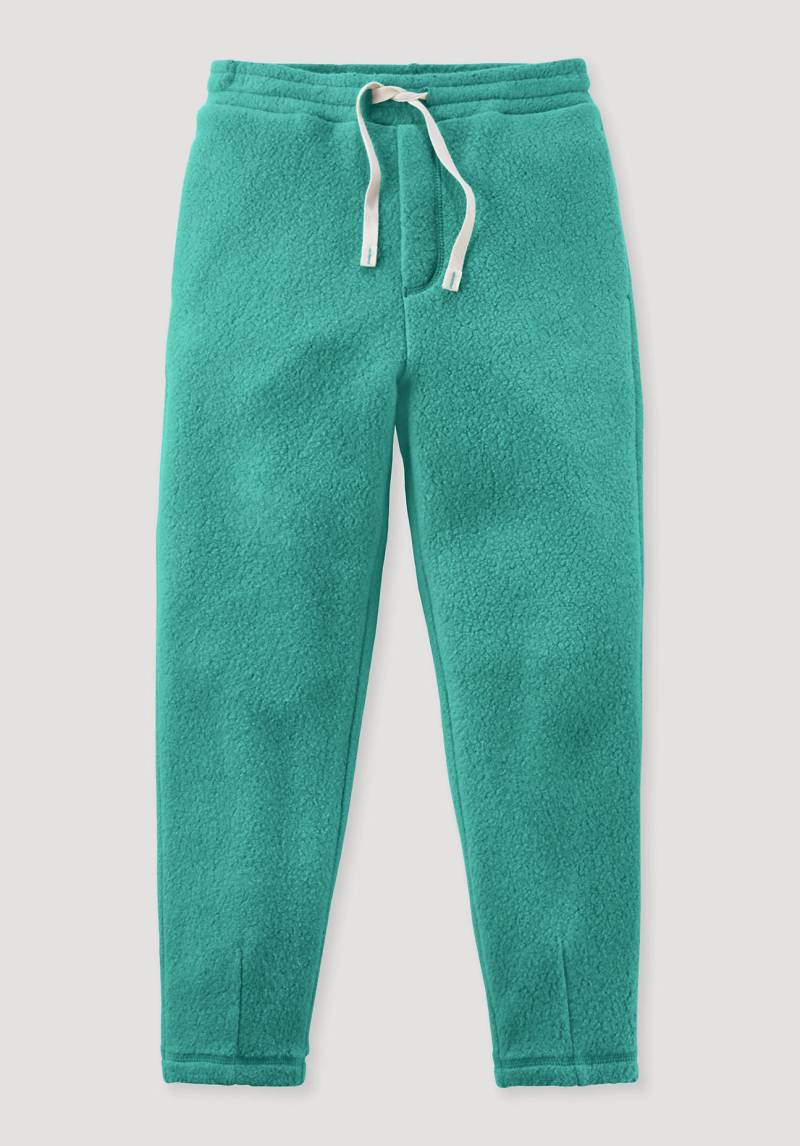 hessnatur Kinder Fleece Hose Regular aus Bio-Baumwolle - grün Grösse122/128 von hessnatur