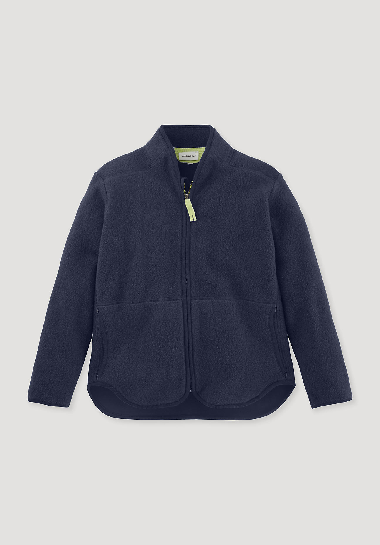 hessnatur Kinder Fleece Jacke Regular aus Bio-Baumwolle - blau Grösse98/104 von hessnatur