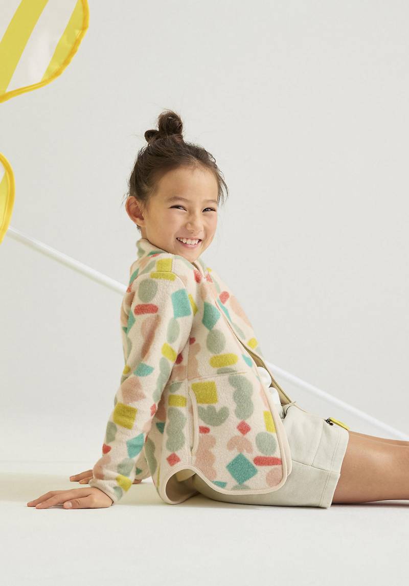 hessnatur Kinder Fleece Jacke Regular aus Bio-Baumwolle - naturfarben Grösse110/116 von hessnatur