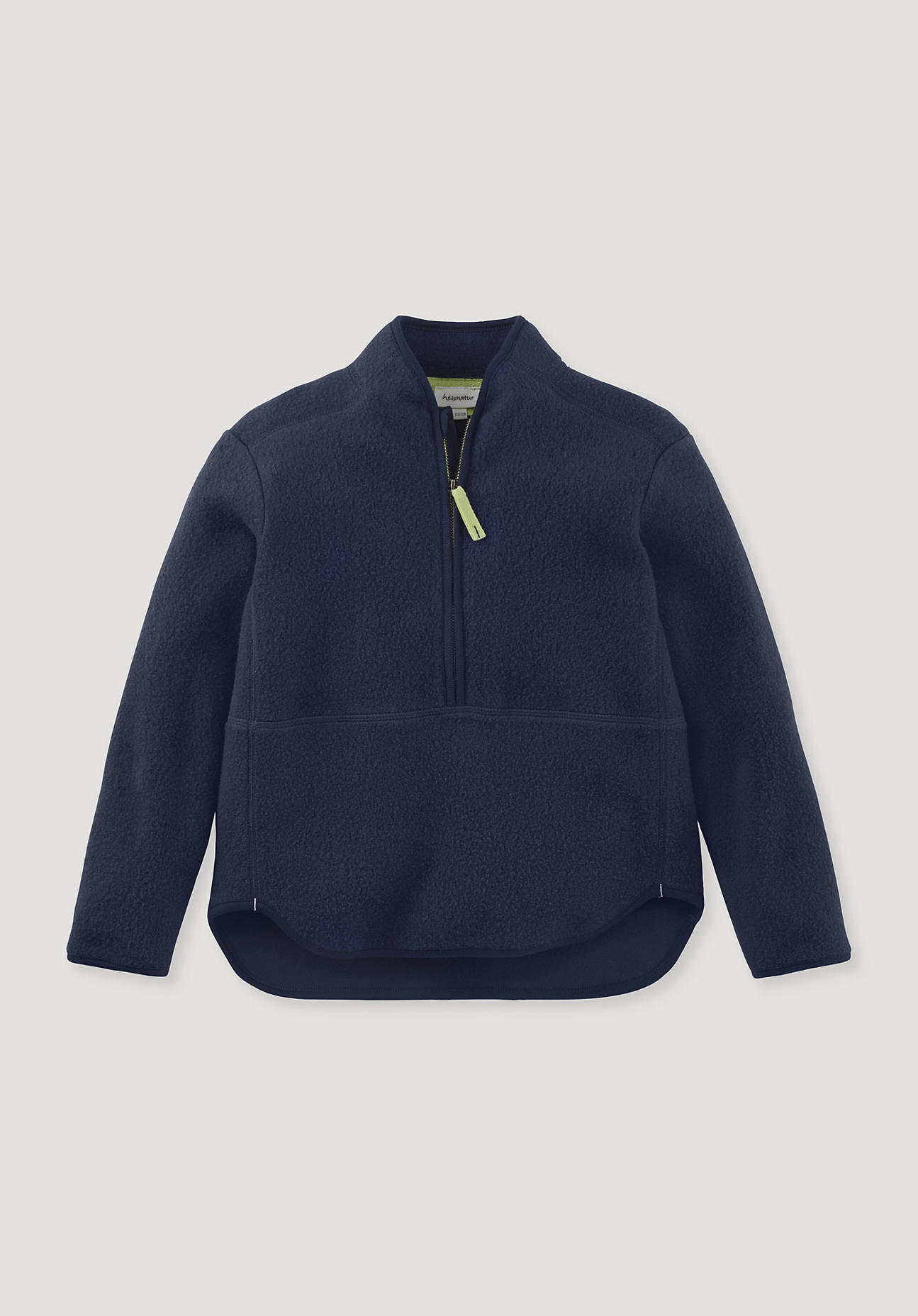 hessnatur Kinder Fleece Troyer Regular aus Bio-Baumwolle - blau Grösse122/128 von hessnatur