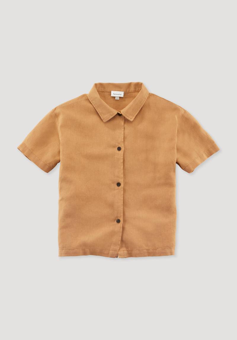 hessnatur Kinder Hemd aus Leinen mit Bio-Baumwolle - orange Grösse158/164 von hessnatur